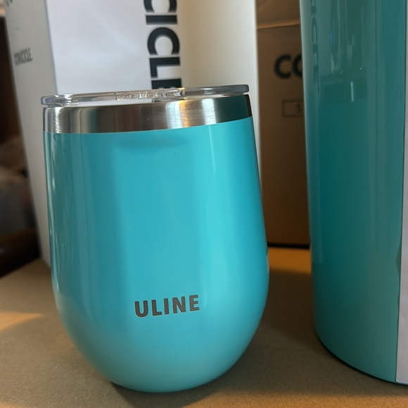 Uline Branded-Stainless Steel Corkcicle Canteen w/4 Stemless Tumbler - Turquoise - Picture 4 of 4